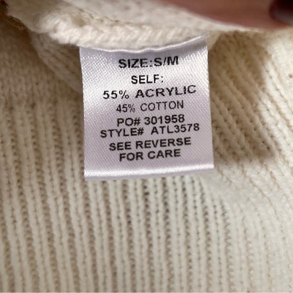 PROMESA Wide Boat Neck Drop shoulder Stripe Knit sweater women Sz S/M - Picture 5 of 6